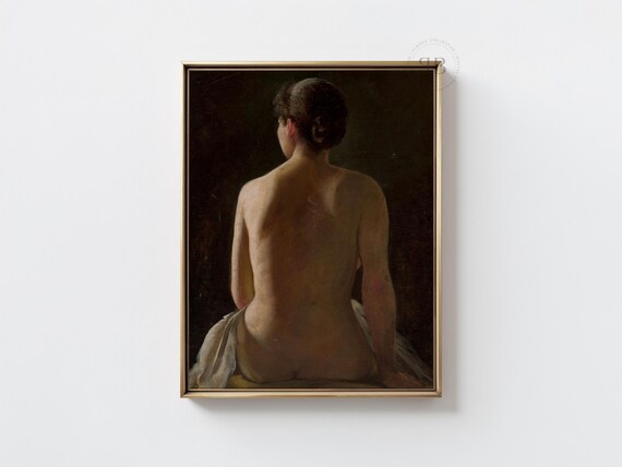 Classic Woman Back Portrait Oil Painting Moody Figure Study Poster