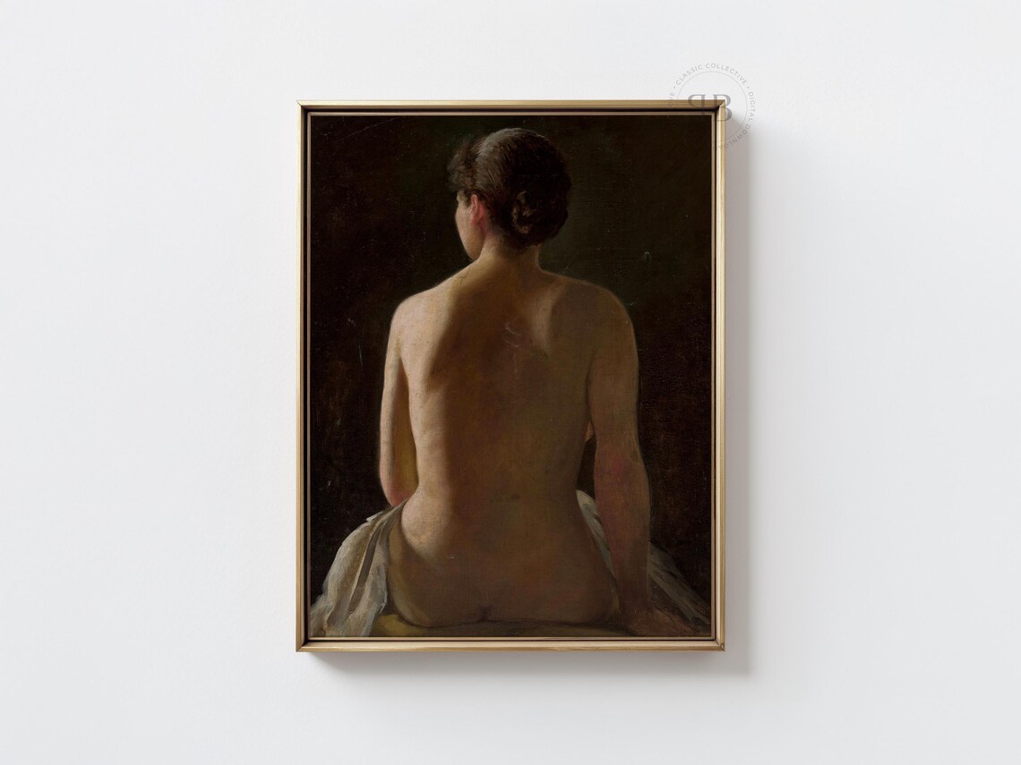 Classic Woman Back Portrait Oil Painting Moody Figure Study Poster