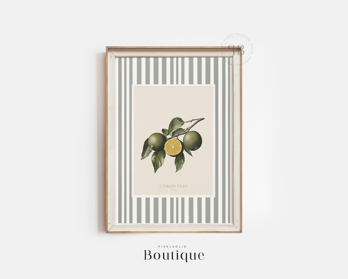 Botanical Lime Art Print, French Citrus Illustration