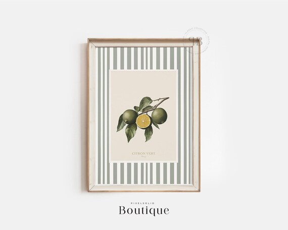 Botanical Lime Art Print, French Citrus Illustration