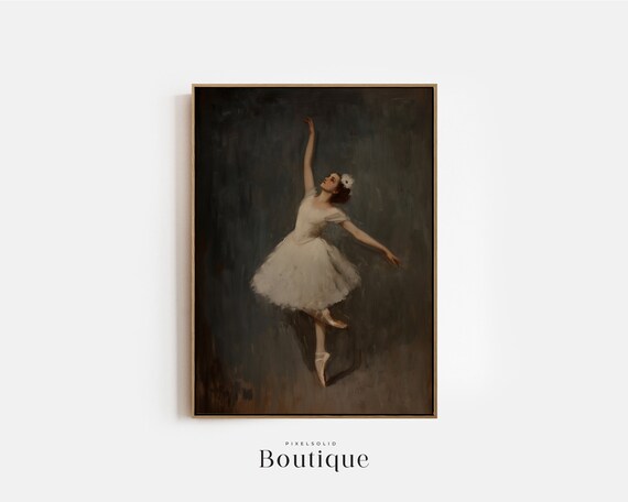 Ballerina Vintage French Art Print, Moody Tones