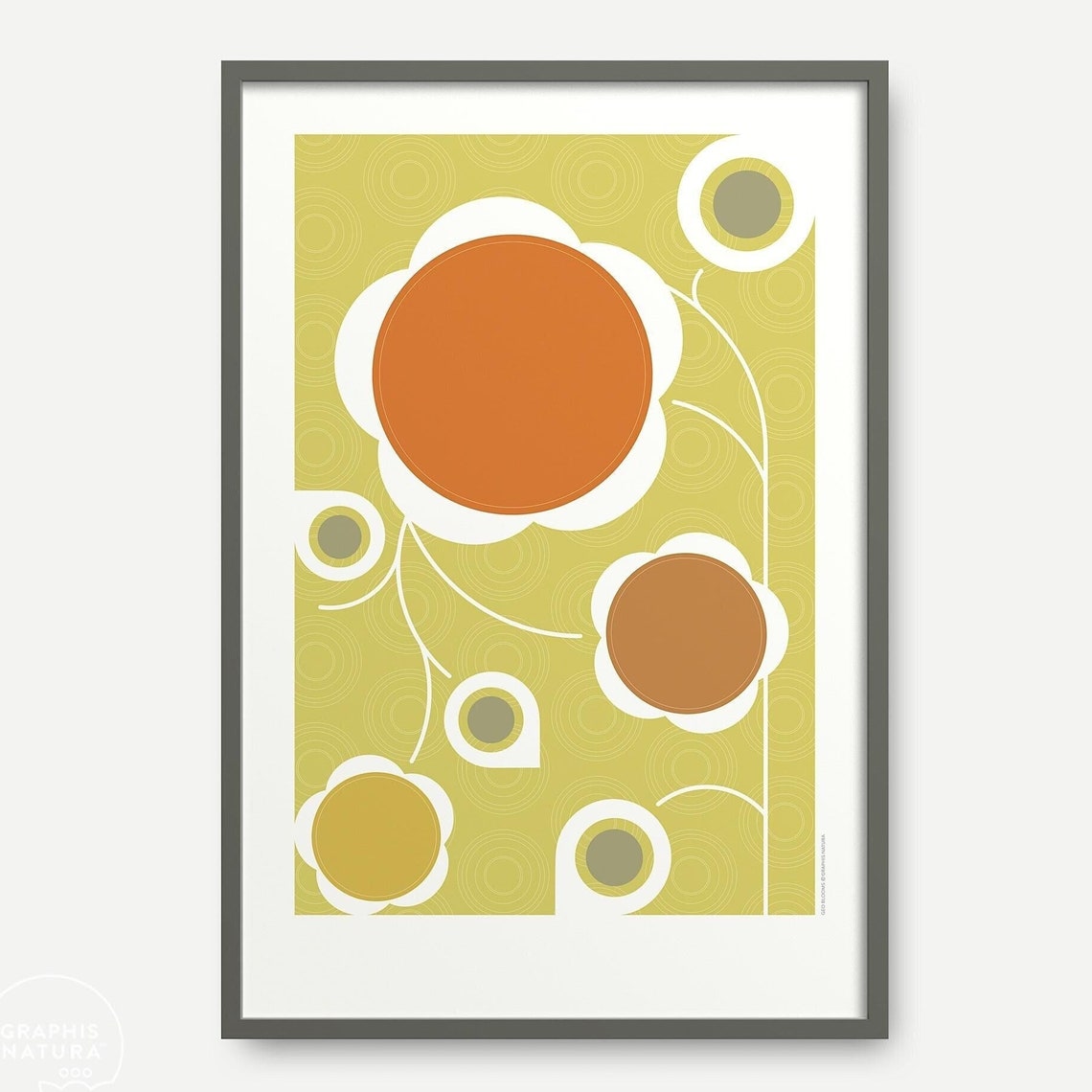 Flower Blooms Art Botanical Print Orange Flower Poster Minimalist Flower Art Geometric Floral Art Flower Wall Art Botanical Wall Art