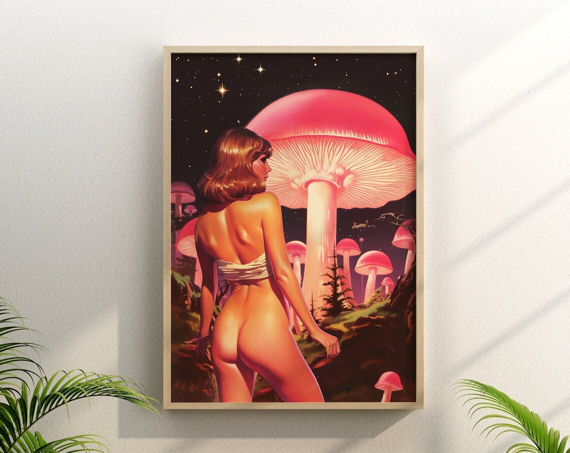 Lost Psychedelic Mushroom Surreal Collage Poster