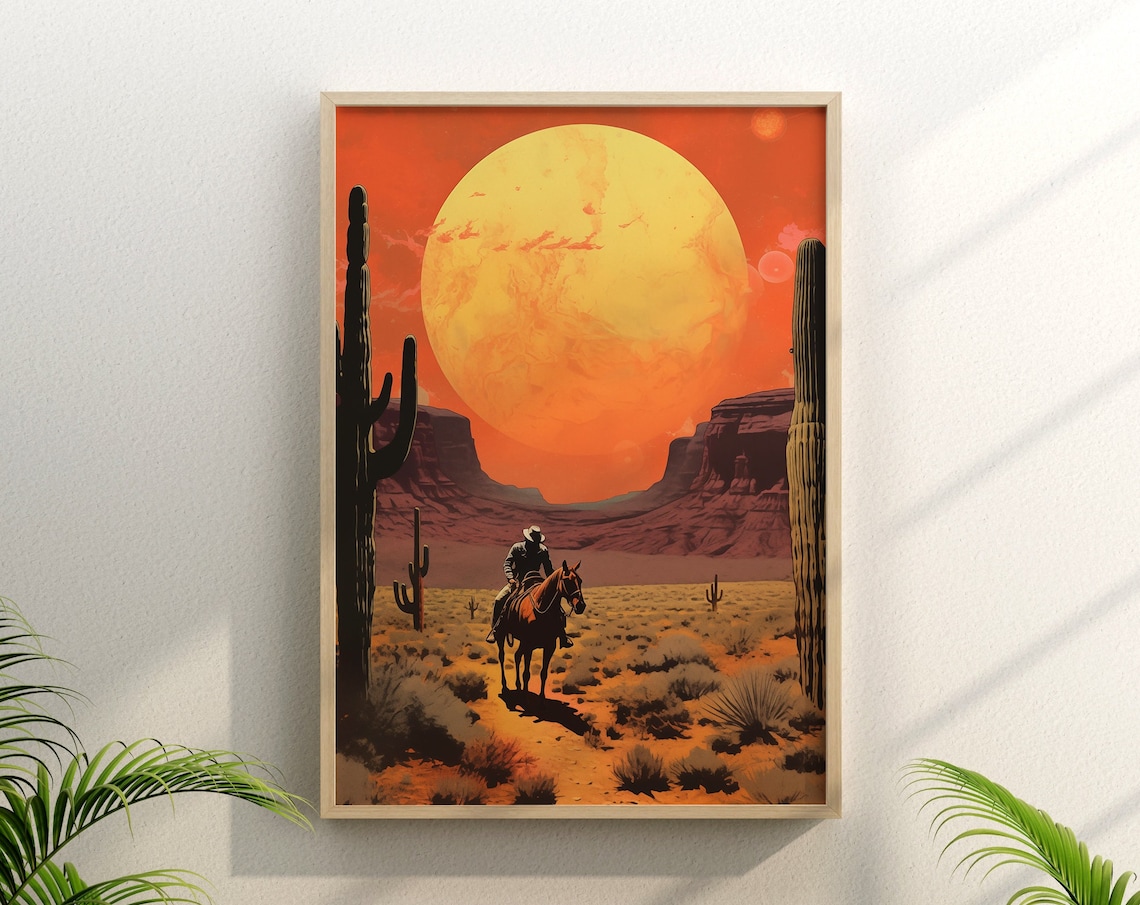 The Long Run Western Retro Cowboy Art Print