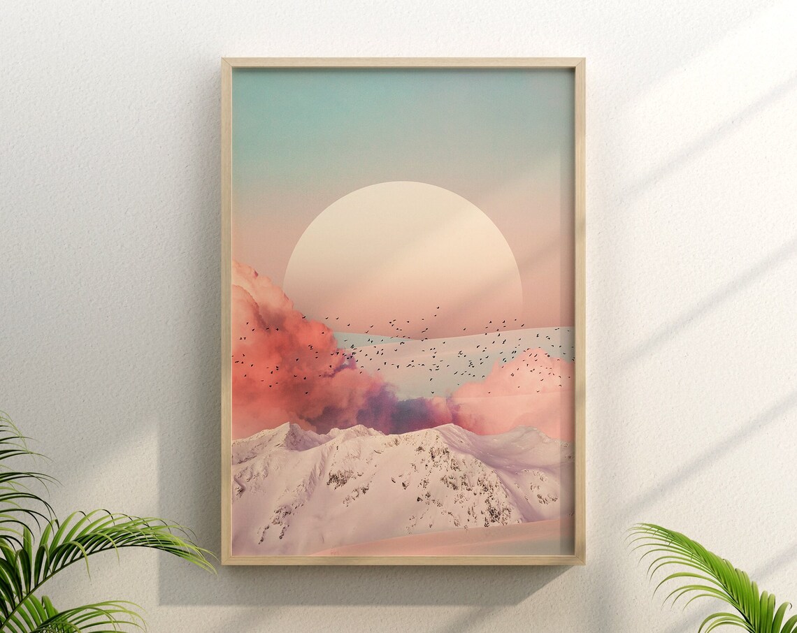 Calmness Desert Landscape, Pink Boho Art Print
