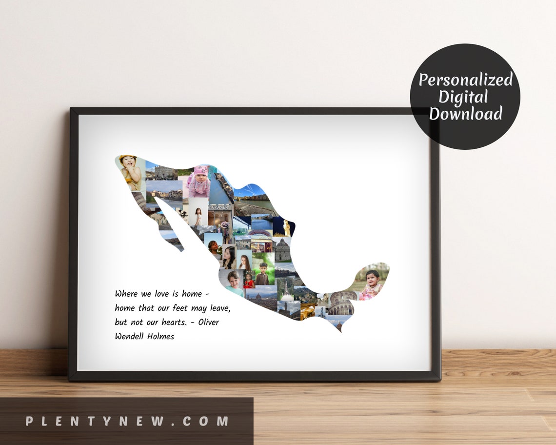 Mexico Map Photo Collage Home Quote Personalized Travel Poster
