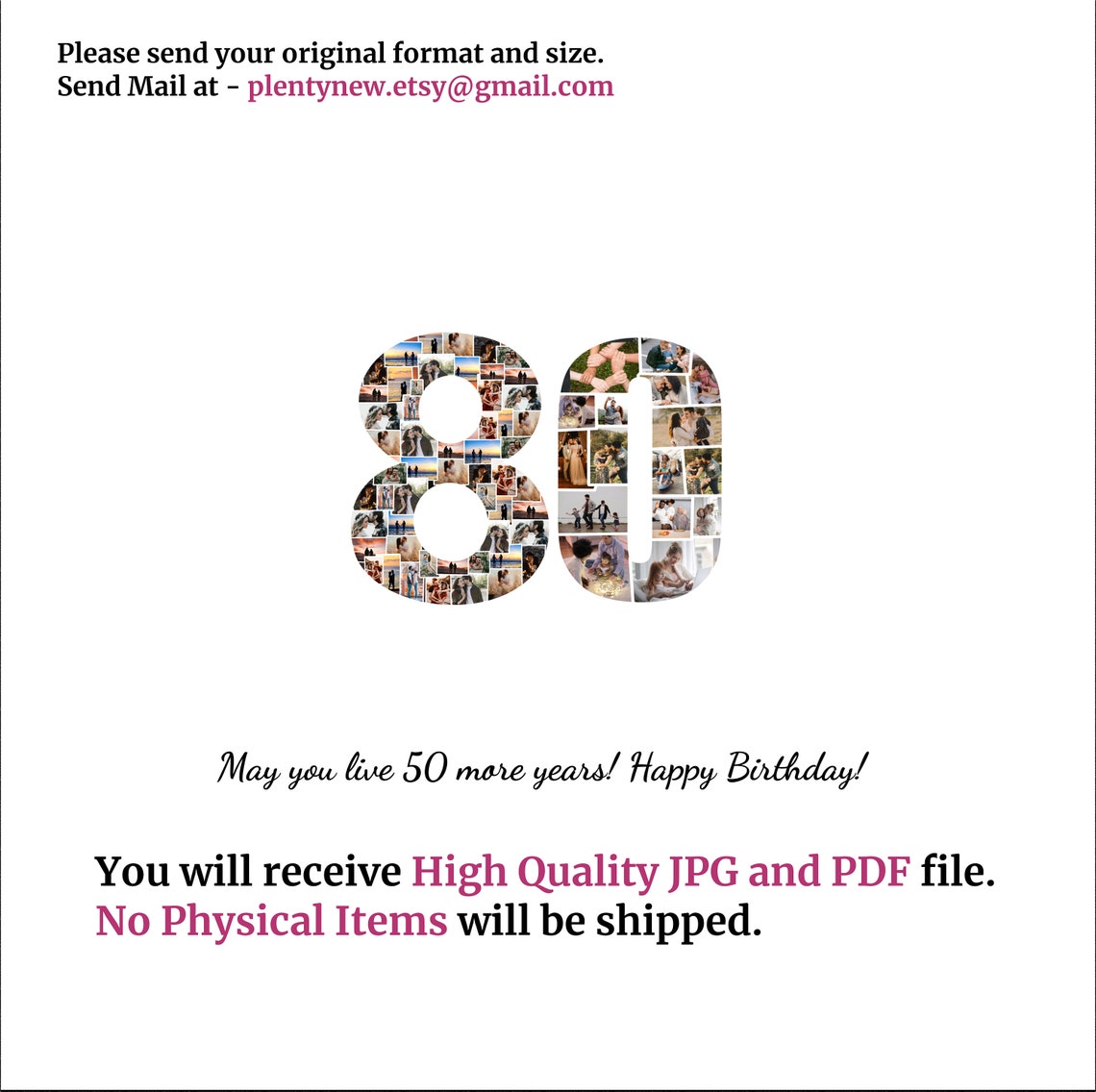 Eighty Number Photo Collage Birthday Celebration Gift Poster