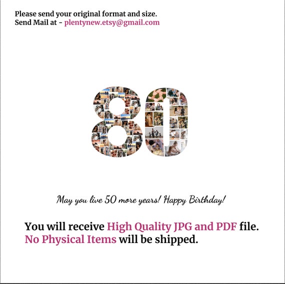 80th Birthday Photo Collage 80th Anniversary 80th Birthday 80th Birthday Gift Personalized Poster Pictures Collage Collage Art