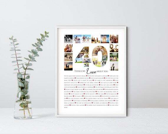 Personalised 40 Things We Love About You Milestone Birthday Photo Poster