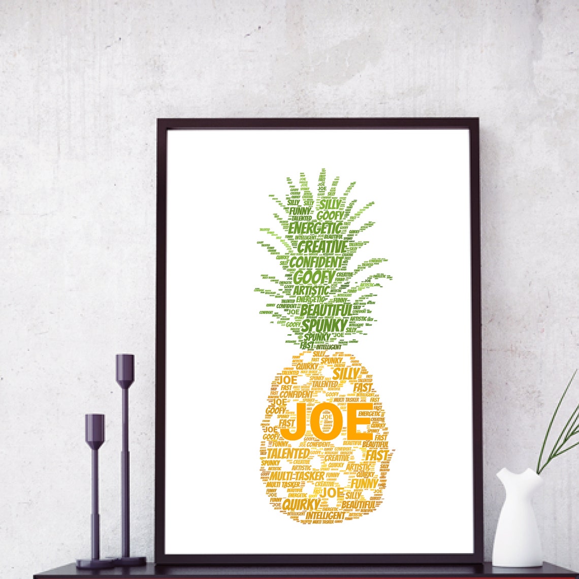 Pineapple Word Art Joe Personalised Tropical Gift Word Cloud Poster