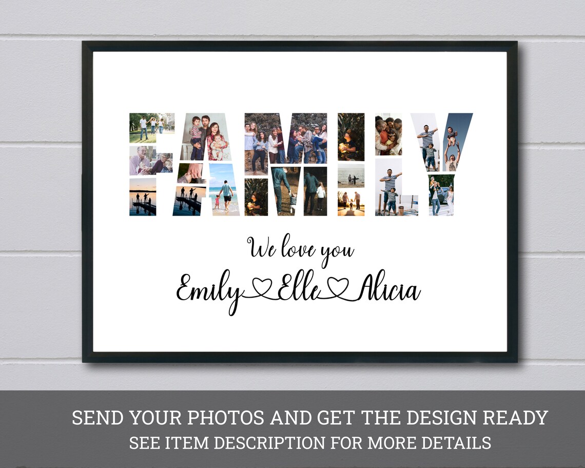 Custom FAMILY Photo Letter Collage Personalized Family Gift Print