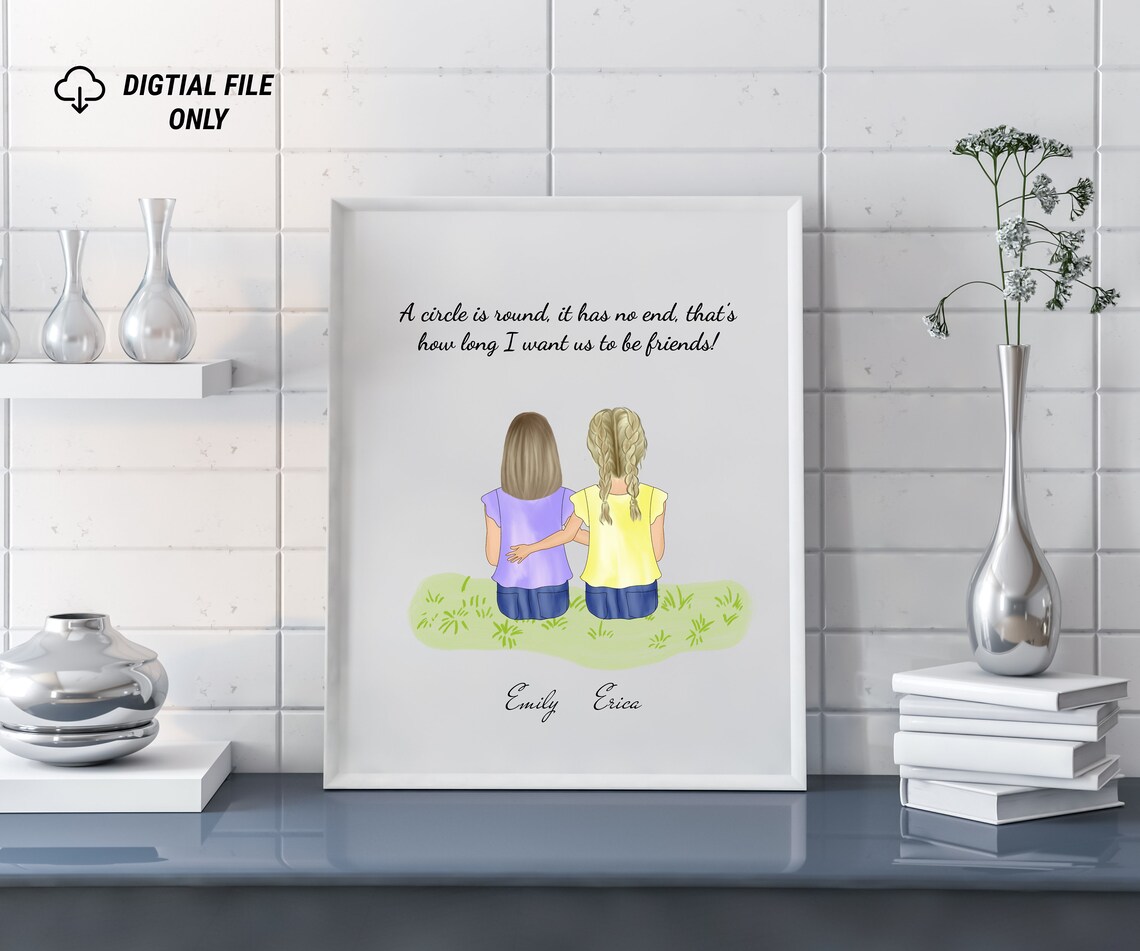 Personalized Best Friends Wall Art Custom Circle Friendship Quote - Image 2