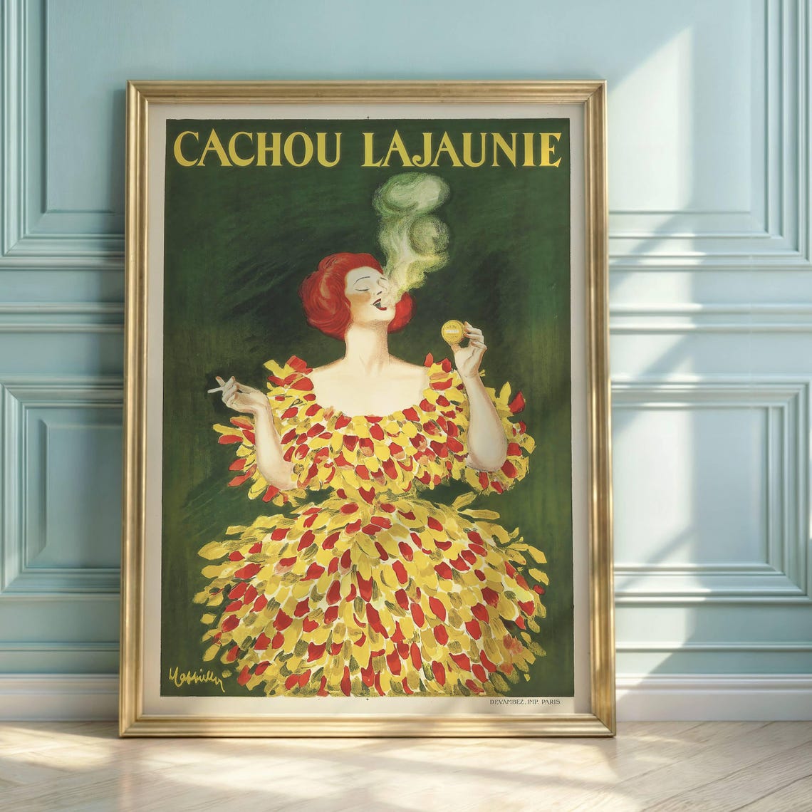 Cachou Lajaunie Vintage French Redhead Lady Advertising Art Poster