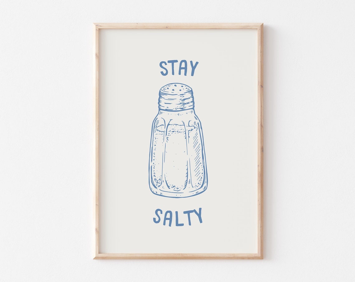 Stay Salty Kitchen Salt Shaker Sketch Minimalist Typography Wall Art