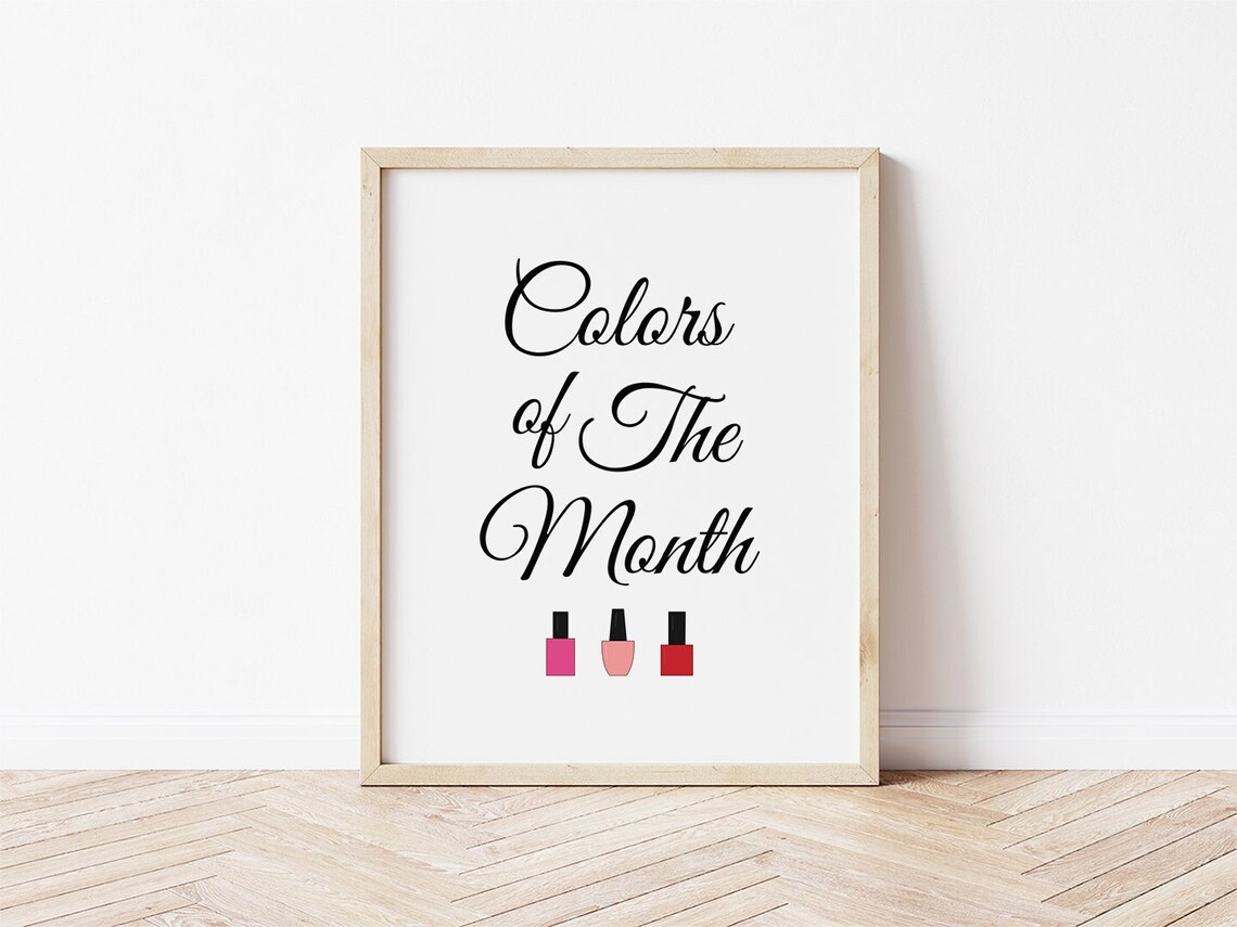 Colors Of The Month Nail Polish Bottles Salon Decor Wall Poster