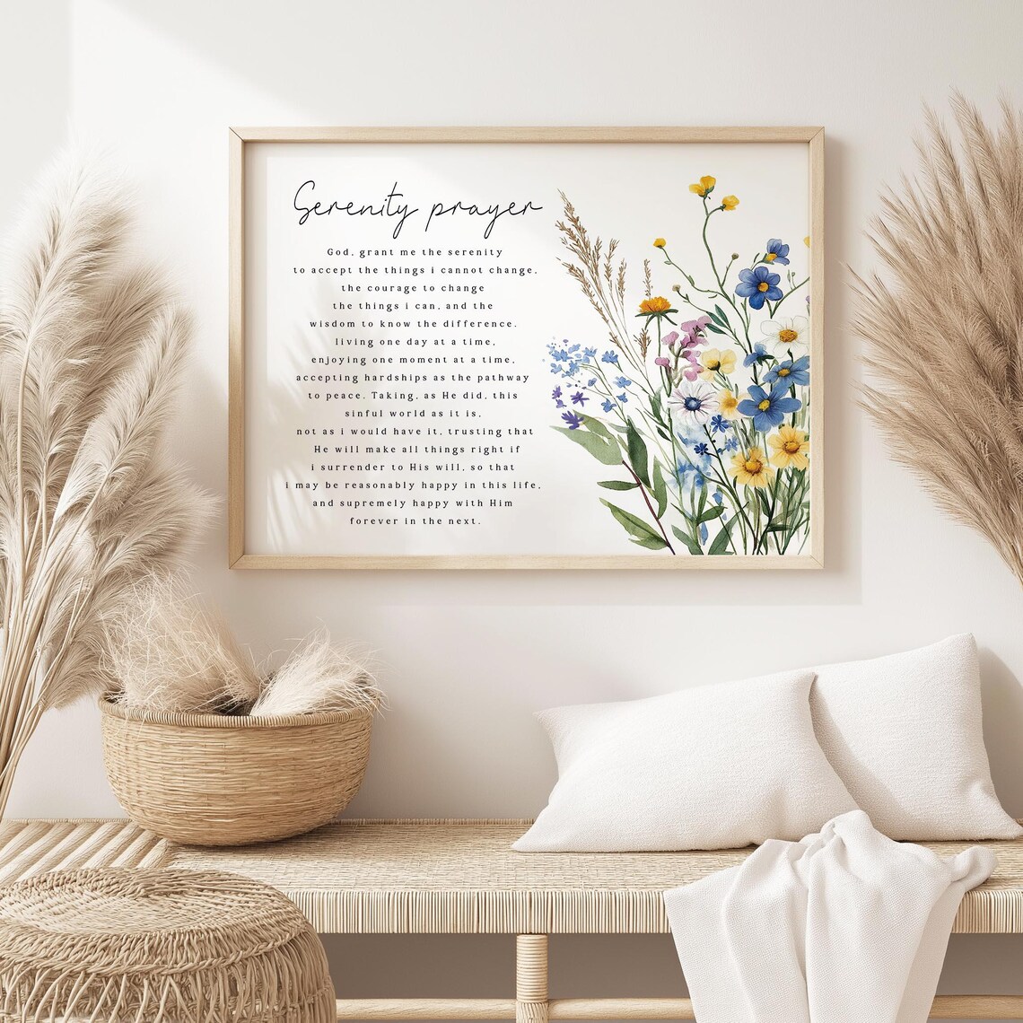 Serenity Prayer Blue and Yellow Wildflower Christian Scripture Poster - Image 2