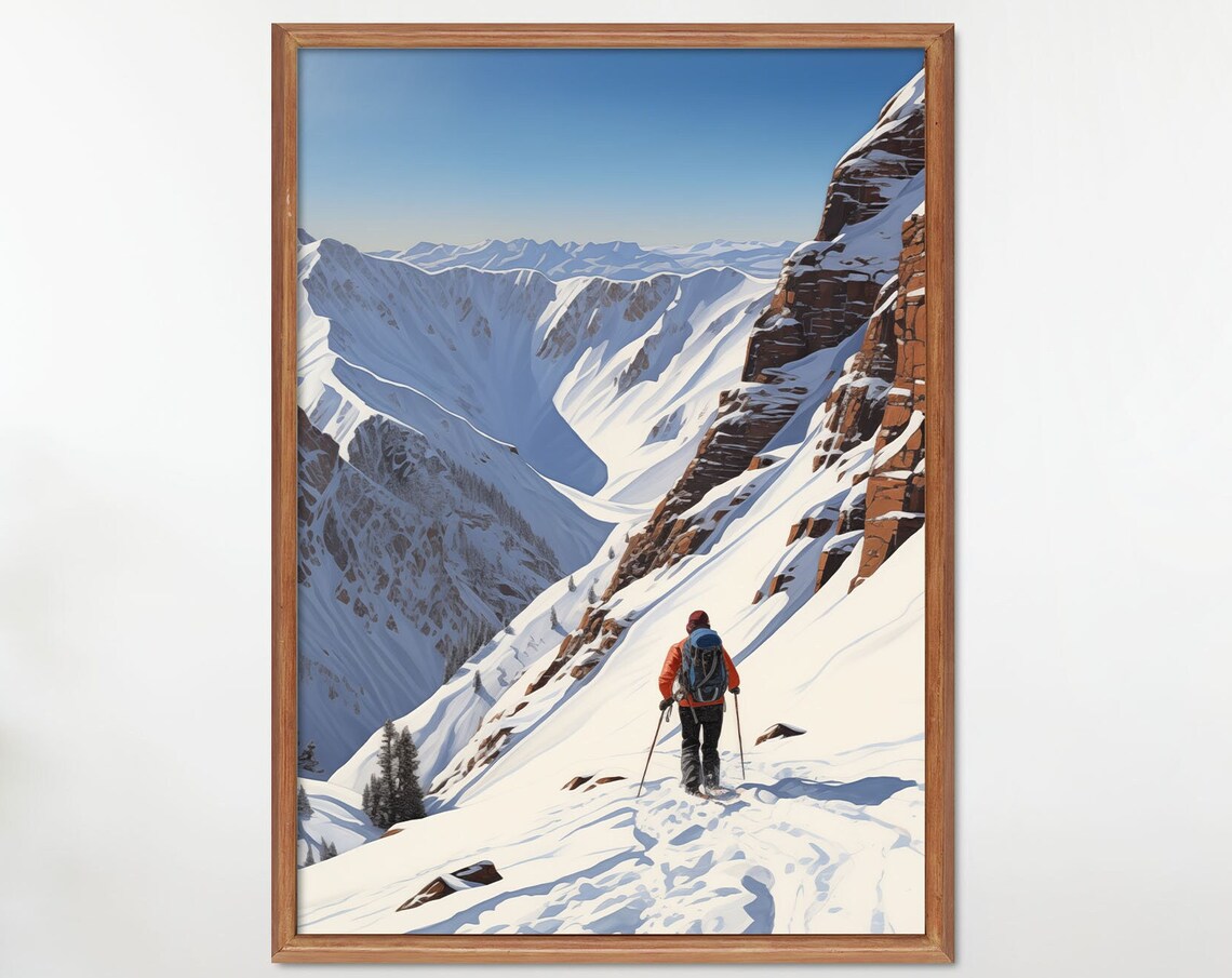 Backcountry Explorer Ski Retro Mountain Art Print