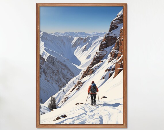 Backcountry Explorer Ski Retro Mountain Art Print
