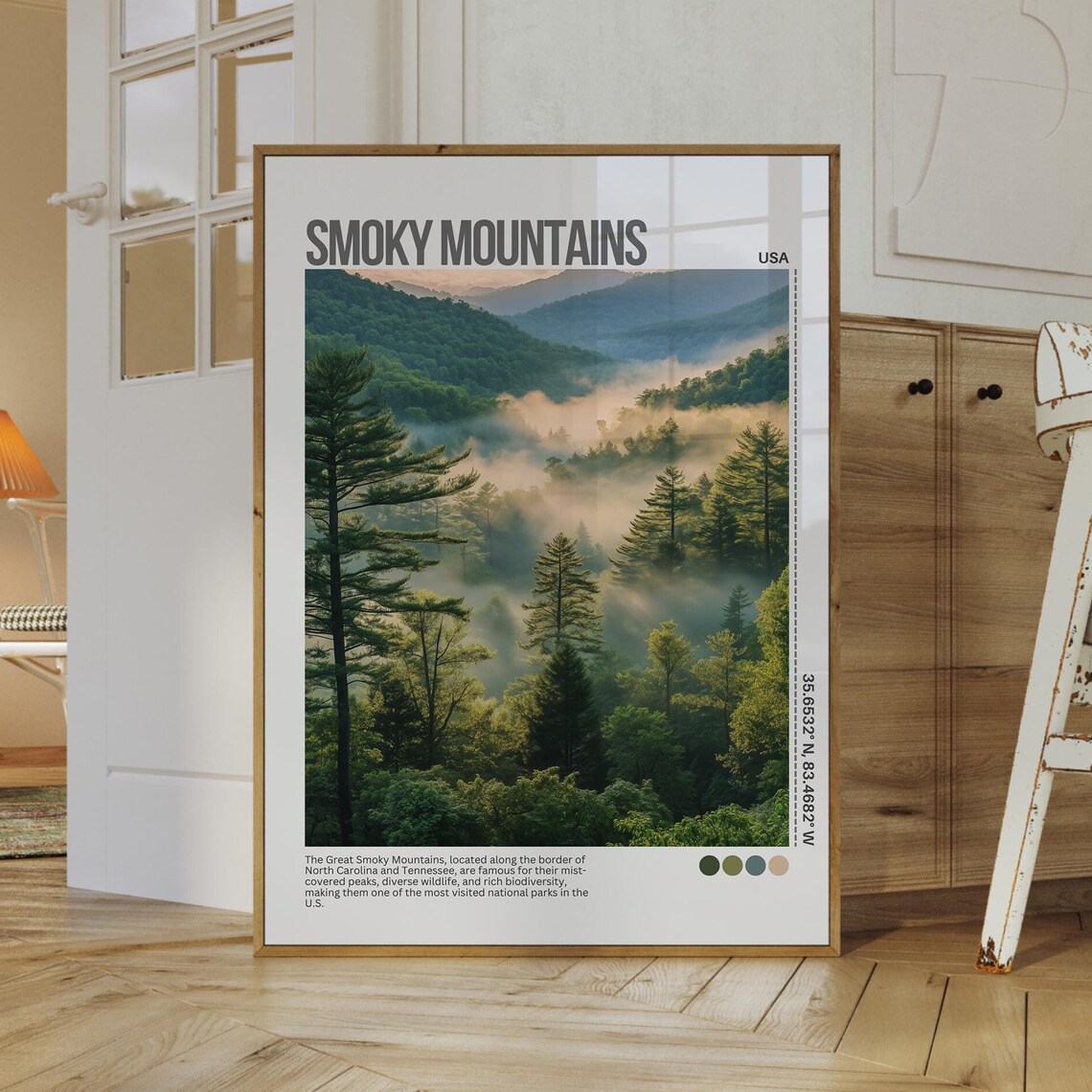Great Smoky Mountains Misty Forest National Park Travel Poster