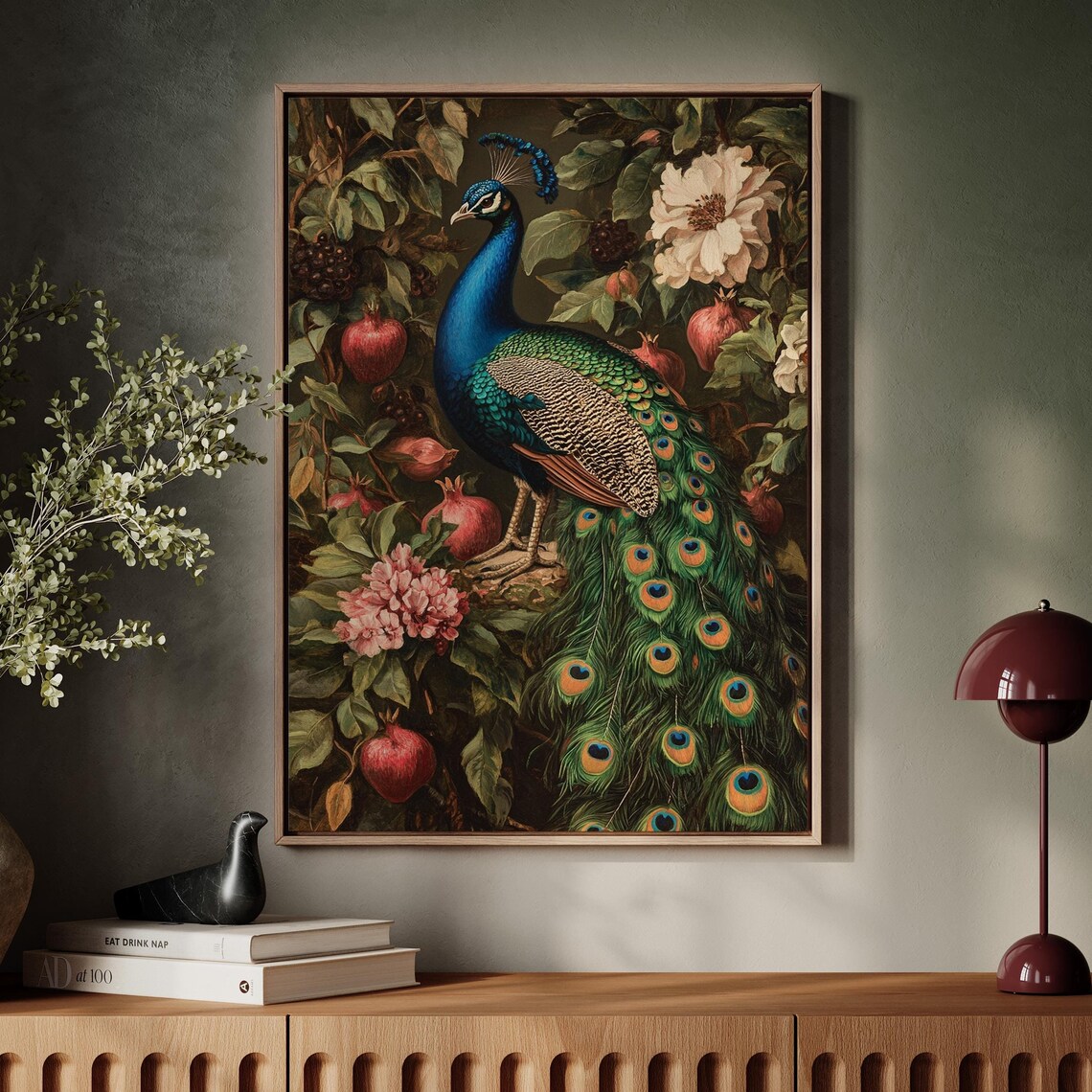 Majestic Peacock Amidst Lush Foliage, Nature Art