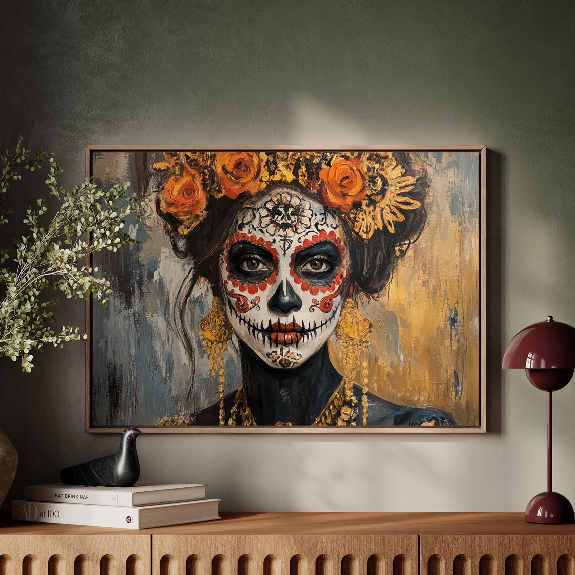 Mexican Sugar Skull Woman Dia De Los Muertos Art Print