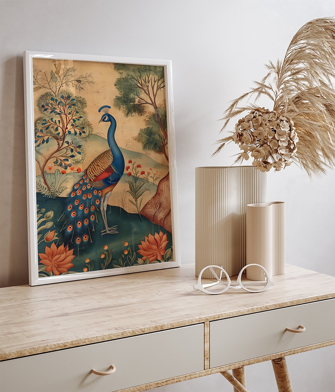 Peacock Vintage Mughal Indian Art Poster - Image 3