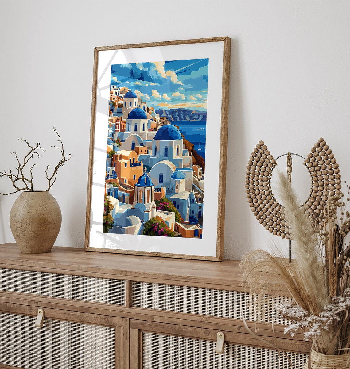 Santorini Blue Domes Whitewashed Churches Greece Travel Poster - Image 3