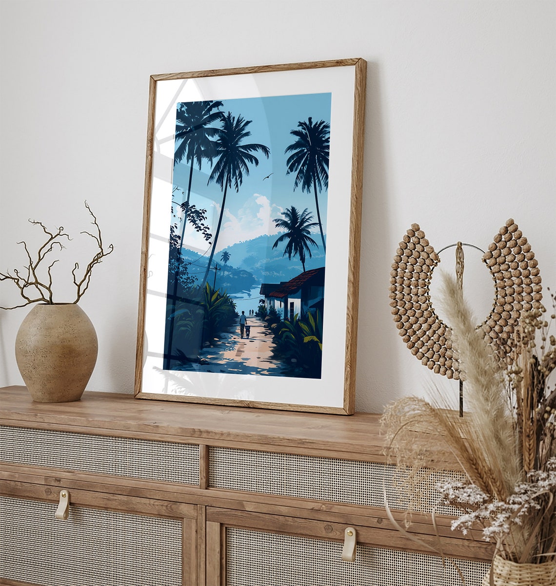 Kerala India Backwaters Palm Trees Tropical Village Travel Poster - Image 2