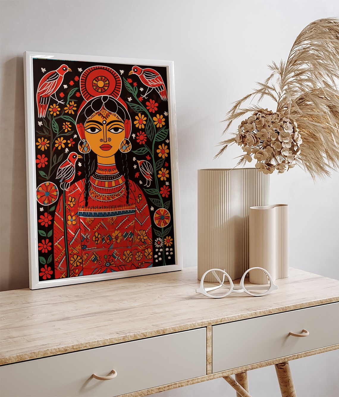 Freida Kahlo Madhubani Folk Art Living Room Print - Image 2