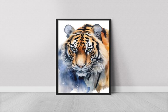 Tiger Watercolor Painting Art Print Wall Animal Home Decor Artwork Wildlife Poster