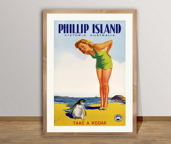 Phillip Island Vintage Travel Poster, Travel Poster
