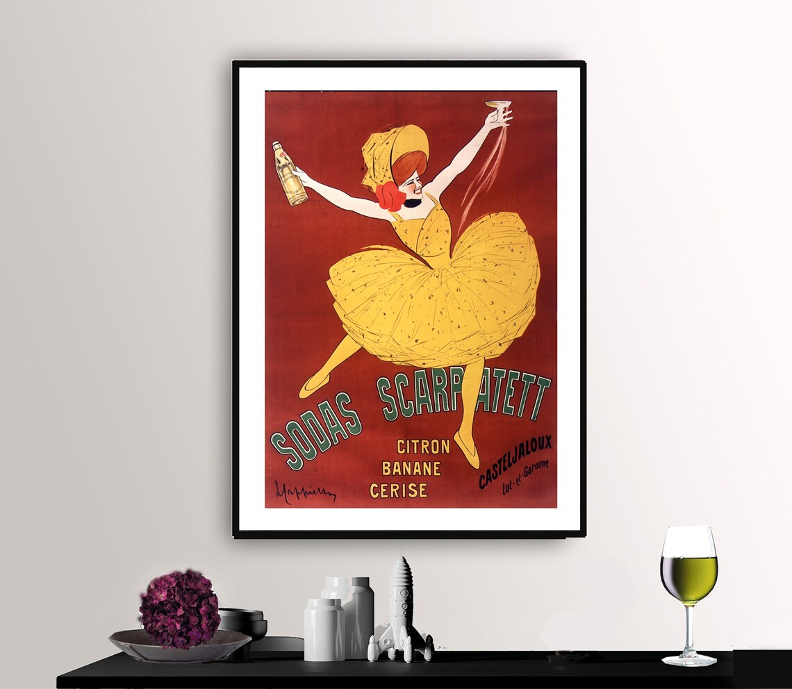 Sodas Scarpa Tett Citron Banane Cerise Vintage French Soda Poster Art