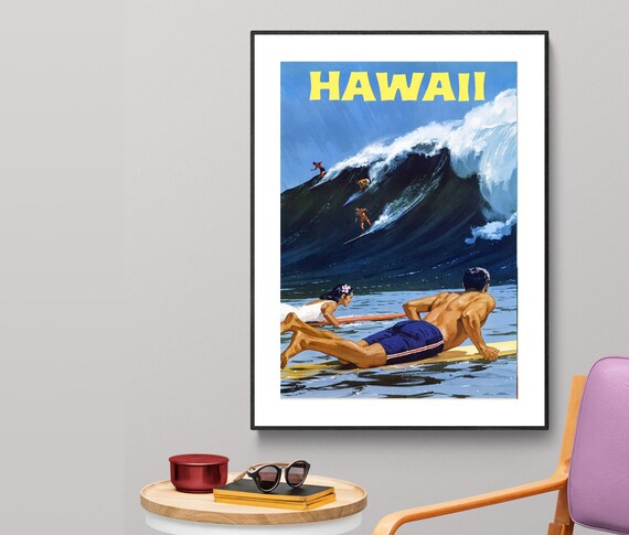 Hawaii Vintage Travel Poster Poster Paper Or Print Gift Idea Wall Decor