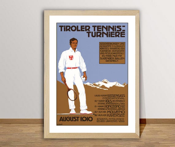 Tiroler Tennis Turniere Vintage Sport Poster Tennis Lovers Tennis Clubs Decor Deco Interior Wall Decor