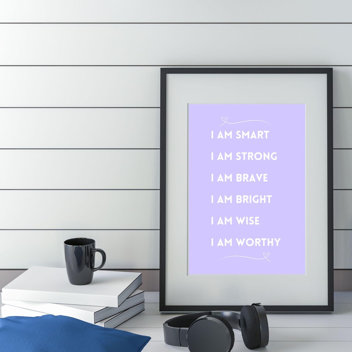 I Am Smart Strong Brave Affirmation Lavender Background Quote Poster - Image 5