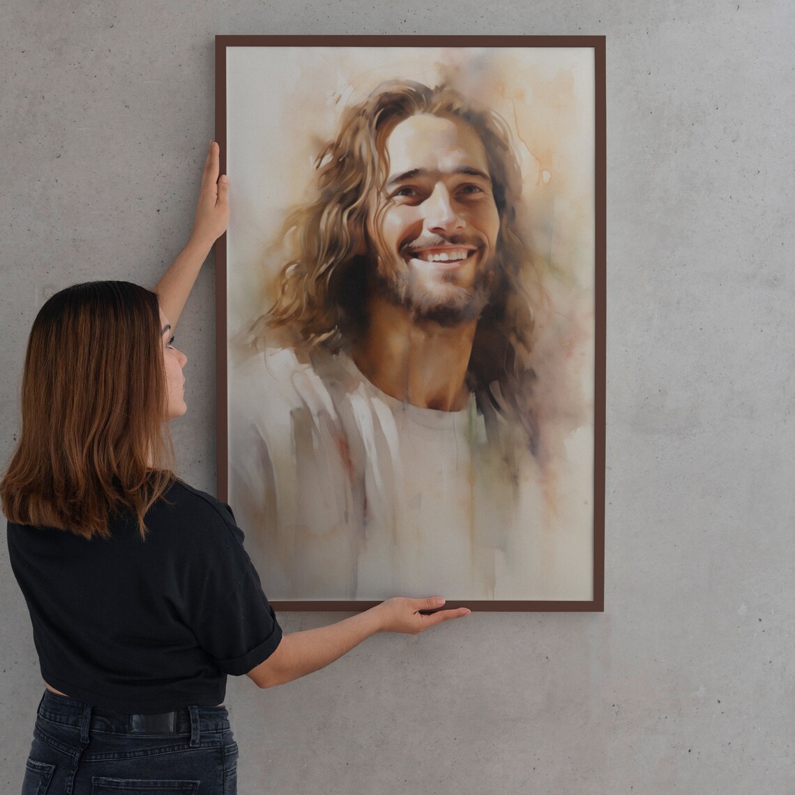 Jesus Christ Print Jesus Smiling Bible Art Christian Wall Art Picture Of Christ Smiling Christ Print Modern Jesus Church Art - Image 2