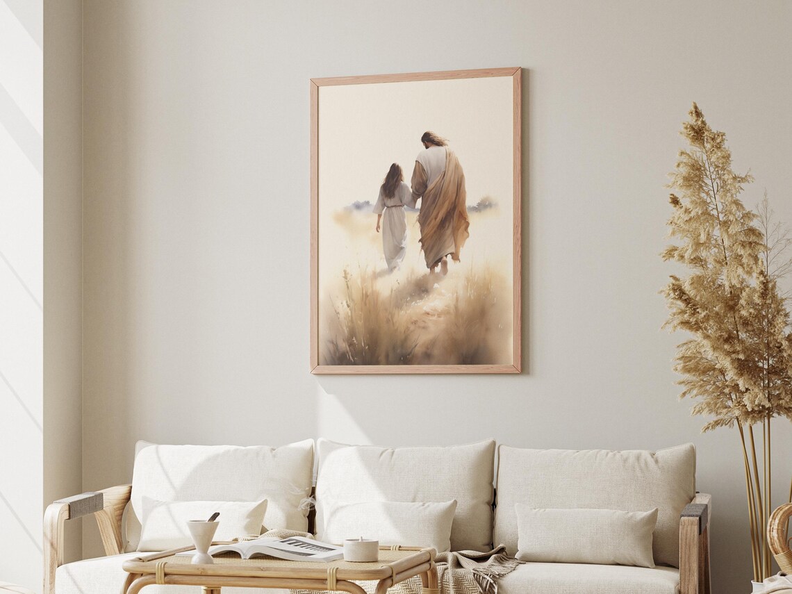 Jesus Walking With A Woman Christian Wall Art - Image 3