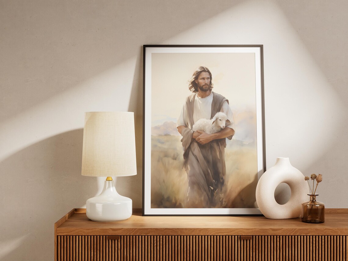 Jesus With Lamb, The Good Shepherd Art Print - Image 4