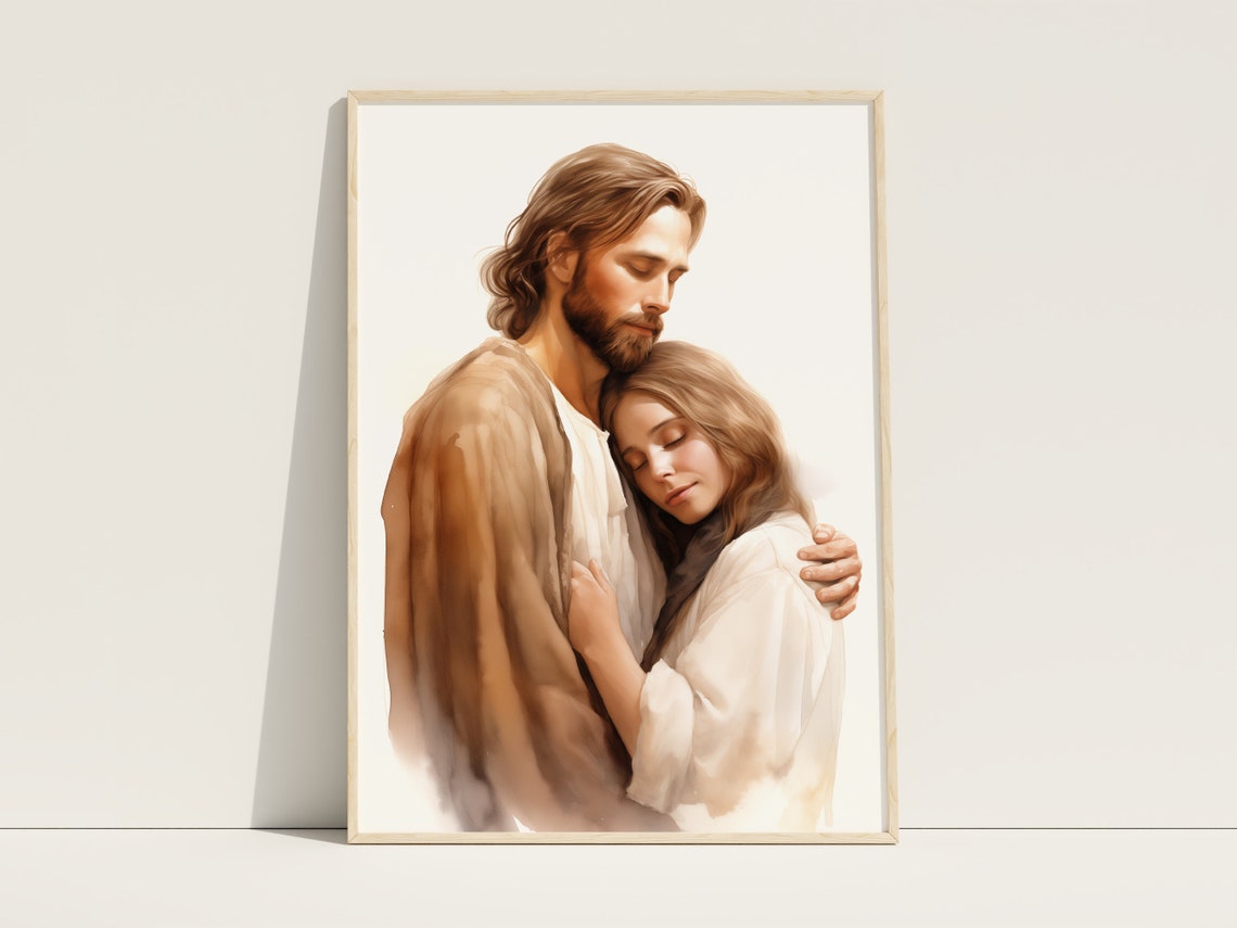 Jesus And Woman Art Jesus Hugging Woman Jesus Heals A Woman Jesus Jesus Art Christian Painting Jesus Portrait