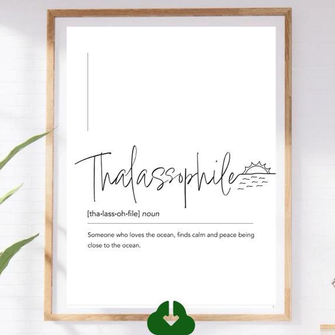 Thalassophile Script Definition Black Ocean Lover Sunset Art Poster - Image 4