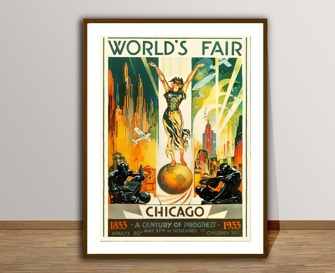World's Fair Chicago 1933 Vintage Travel Poster - Image 2
