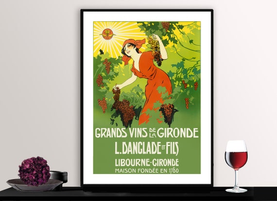 Grand Vins De La Gironde Vintage Fooddrink Poster Poster Paper Or Print Gift Idea