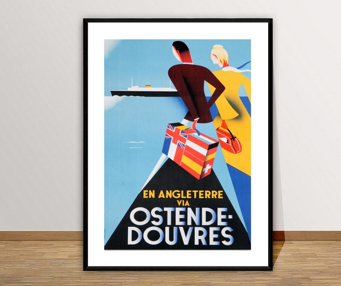 Ostende Douvres Ferry England Crossing Deco Vintage Travel Poster - Image 3