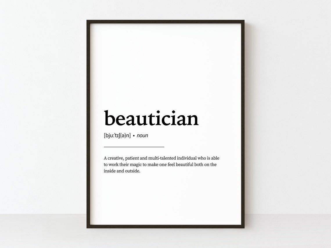 Beautician Definition Poster Noun Dictionary Quote Minimalist Style