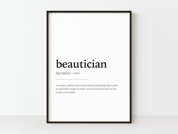 Beautician Definition Poster Noun Dictionary Quote Minimalist Style