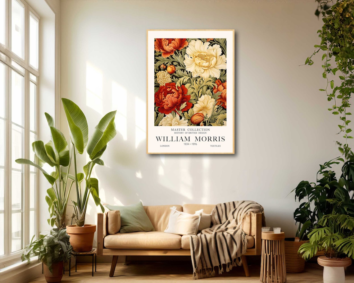 William Morris Blooming Flowers Poster, Vintage Floral