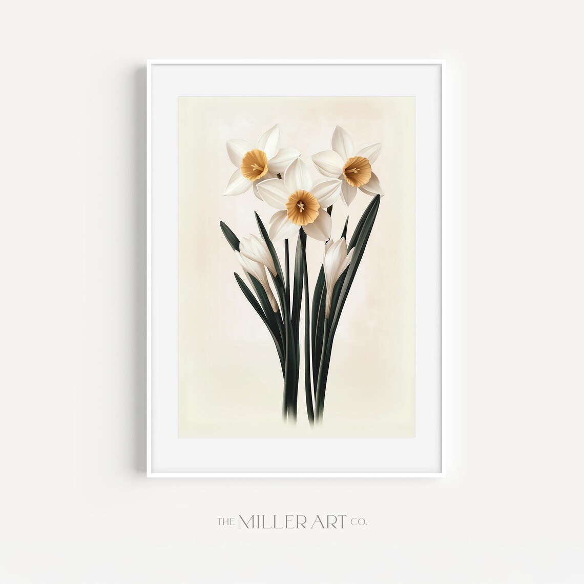Daffodil Flower Print Vintage Botanical Illustration