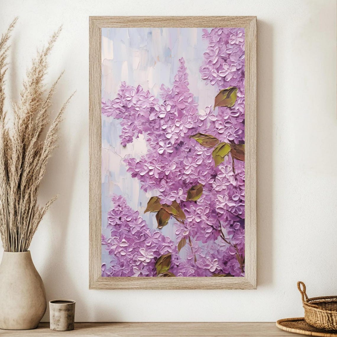 Lilac Art Print French Lilac Painting Vintage Floral Wall Art Spring Flower Impasto Oil Painting Provence Countryside Decor