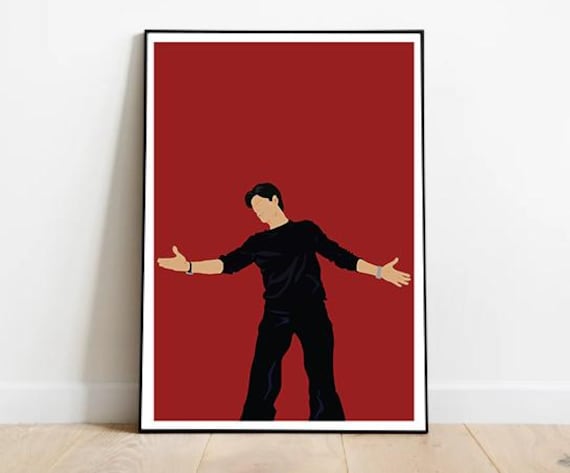 Shah Rukh Khan Iconic Open Arms Pose Minimalist Red Art Decor Poster