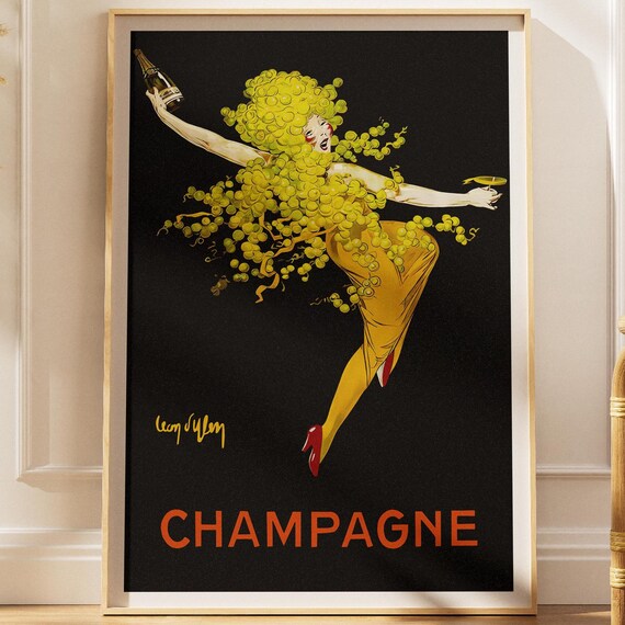 Jean d'Ylen Champagne Grape Dancer Vintage French Bubbles Poster